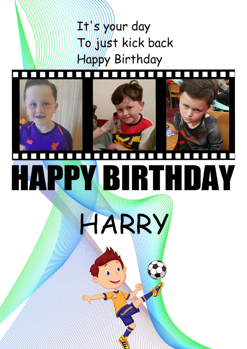 Filmstrip Birthday Aperture Card Blue - card made with Crafty Bob's Card Creator