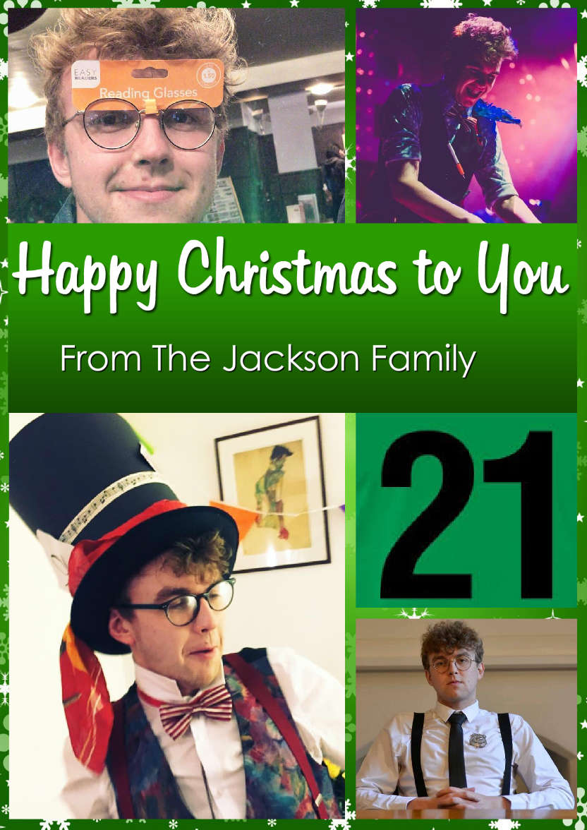 Green Multi Photo Christmas Card - card made with Crafty Bob's Card Creator