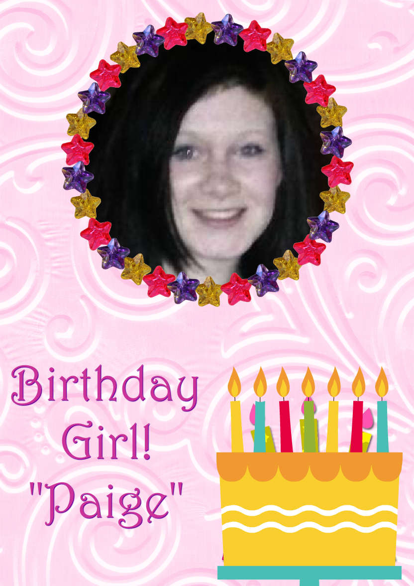 Star Frame Birthday Girl - card made with Crafty Bob's Card Creator