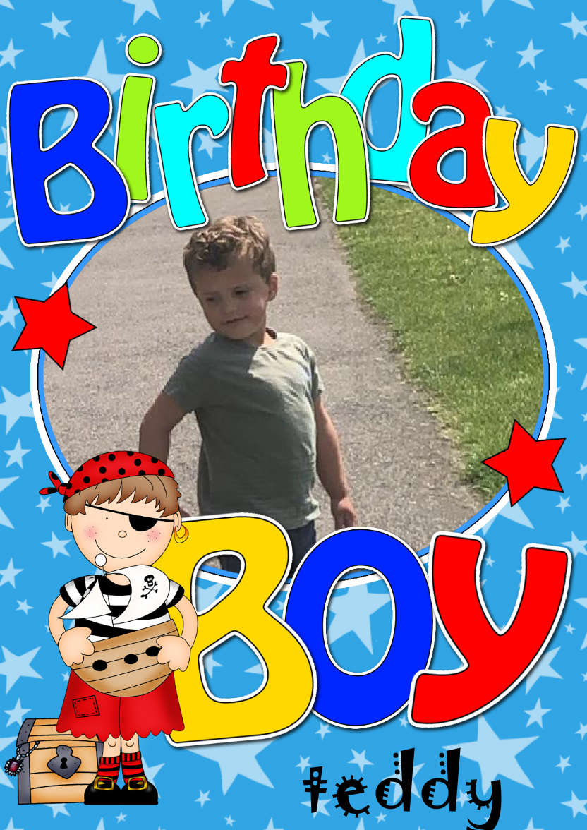 Birthday Pirate Photo Upload Card - card made with Crafty Bob's Card Creator