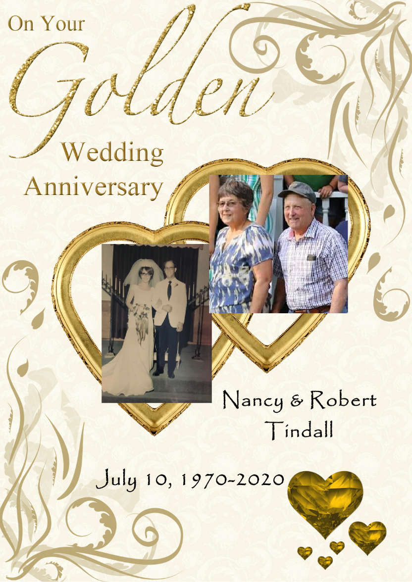 Golden Wedding Anniversary Hearts Entwined Card - card made with Crafty Bob's Card Creator