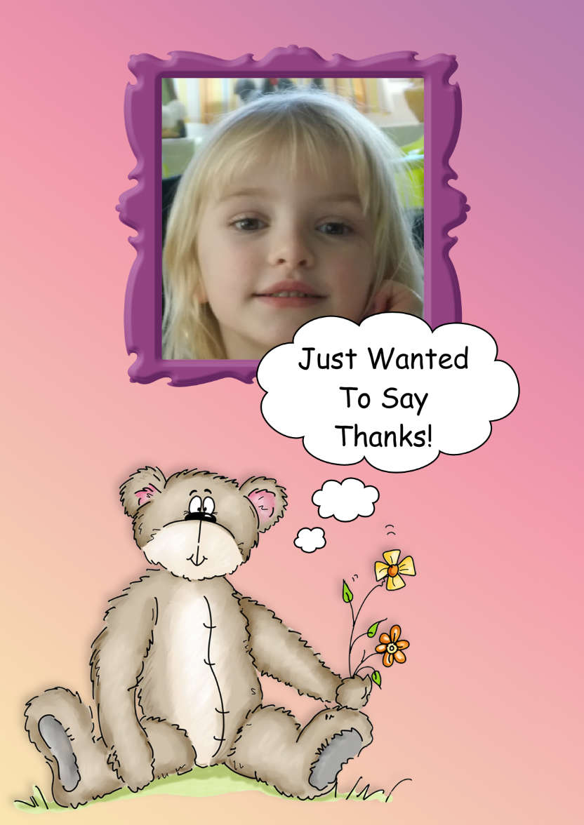 Thank You Teddy Aperture Card Front - card made with Crafty Bob's Card Creator