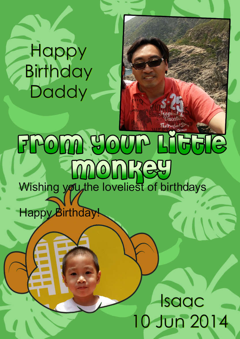 Little Monkey Photo Card - card made with Crafty Bob's Card Creator
