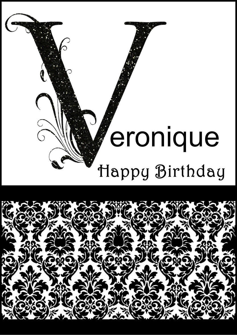Damask Monogram Letter V Card - card made with Crafty Bob's Card Creator