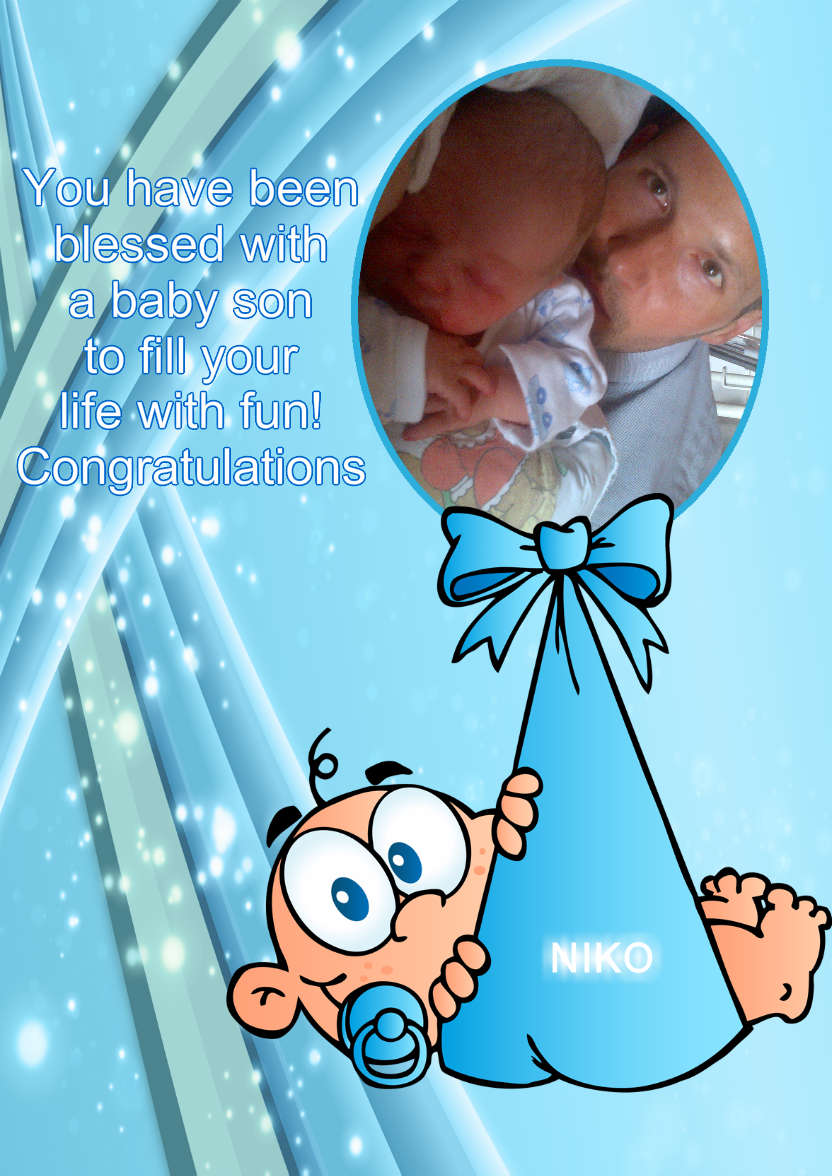 New Baby Son Aperture Card - card made with Crafty Bob's Card Creator
