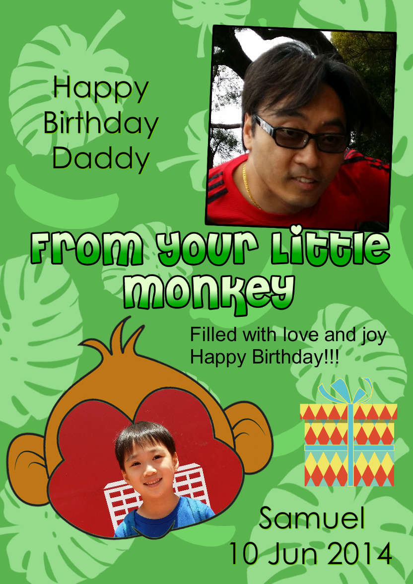 Little Monkey Photo Card - card made with Crafty Bob's Card Creator