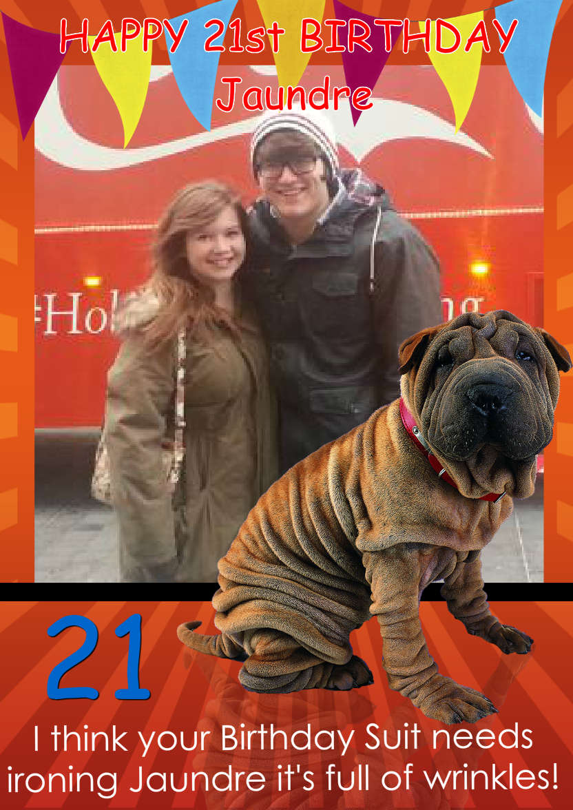 Fun Happy Wrinkly Shar Pei Dog, Photo Card - card made with Crafty Bob's Card Creator