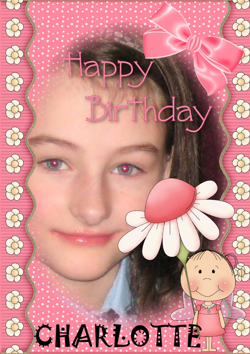 Cute Birthday Girl - card made with Crafty Bob's Card Creator