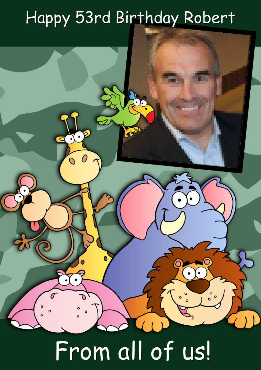 Jungle Animals Aperture Card - card made with Crafty Bob's Card Creator