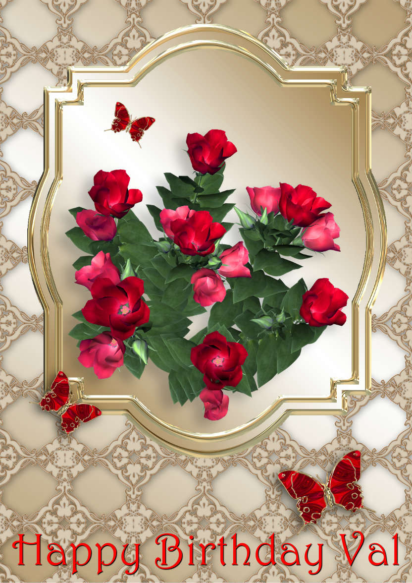Red Flowers on Gold - card made with Crafty Bob's Card Creator