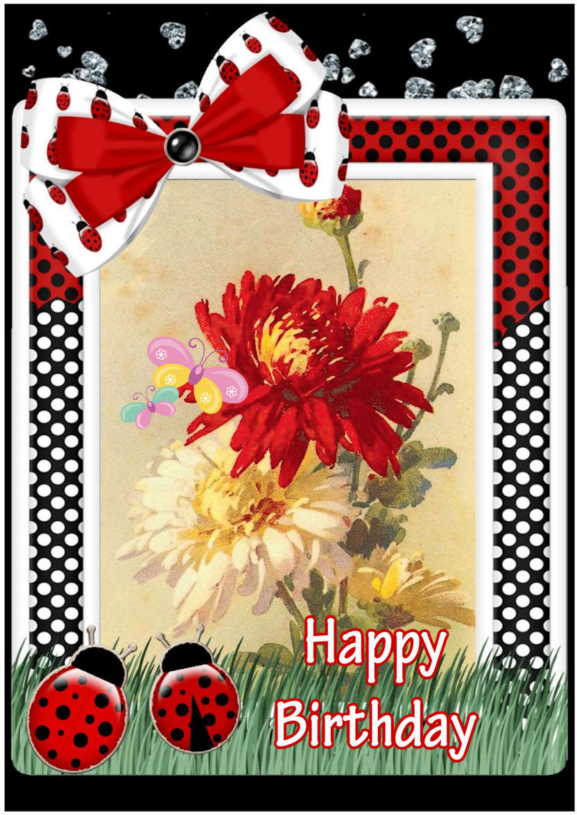 Ladybug Frame Card Front - card made with Crafty Bob's Card Creator