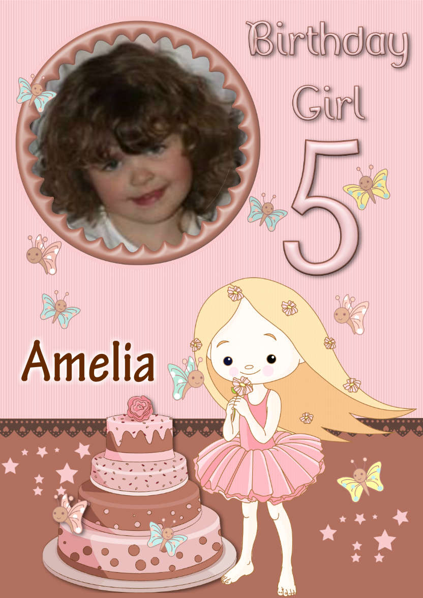 Happy 5th Birthday Girl - card made with Crafty Bob's Card Creator