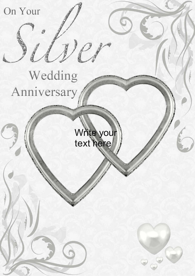 Silver Wedding Anniversary Hearts Entwined Card - card made with Crafty Bob's Card Creator