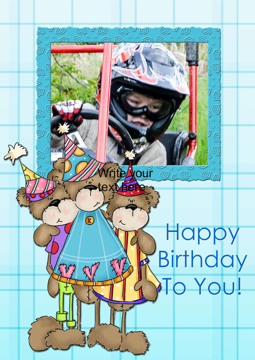 Three Bears Birthday Aperture Card - card made with Crafty Bob's Card Creator