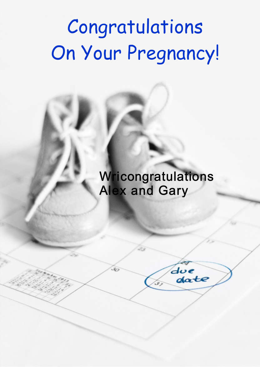 Due Date Pregnancy Card - card made with Crafty Bob's Card Creator