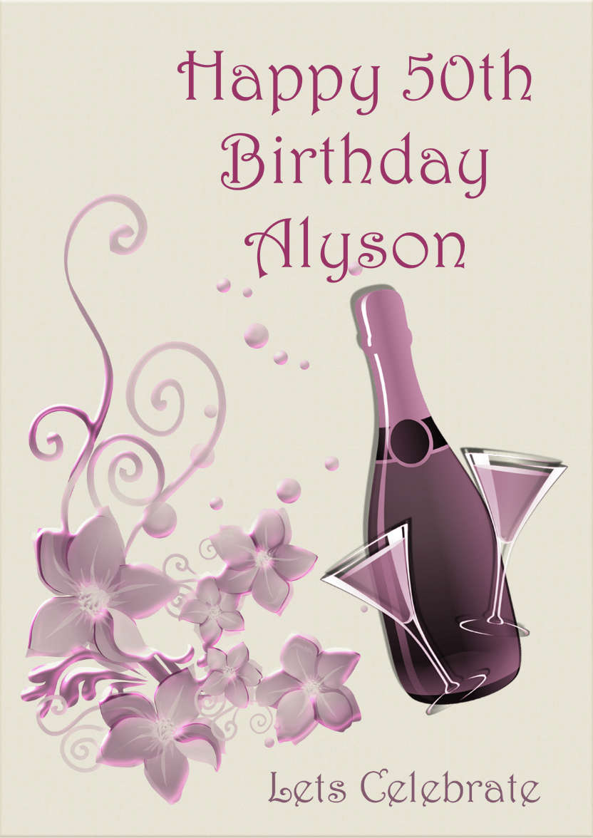 Champagne and Flowers - card made with Crafty Bob's Card Creator