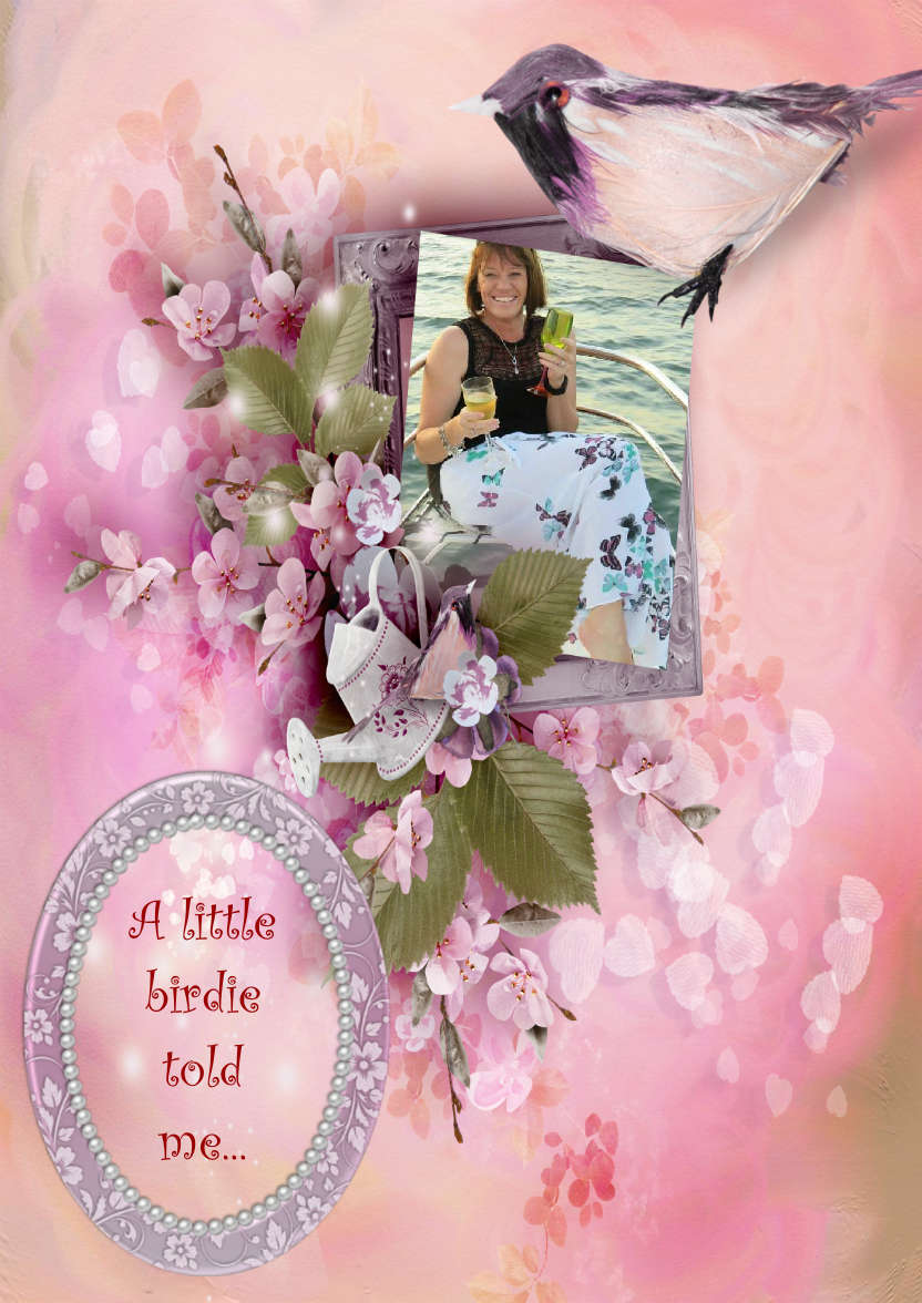 A Little Birdie Told Me -  Pink Floral Vignette - card made with Crafty Bob's Card Creator