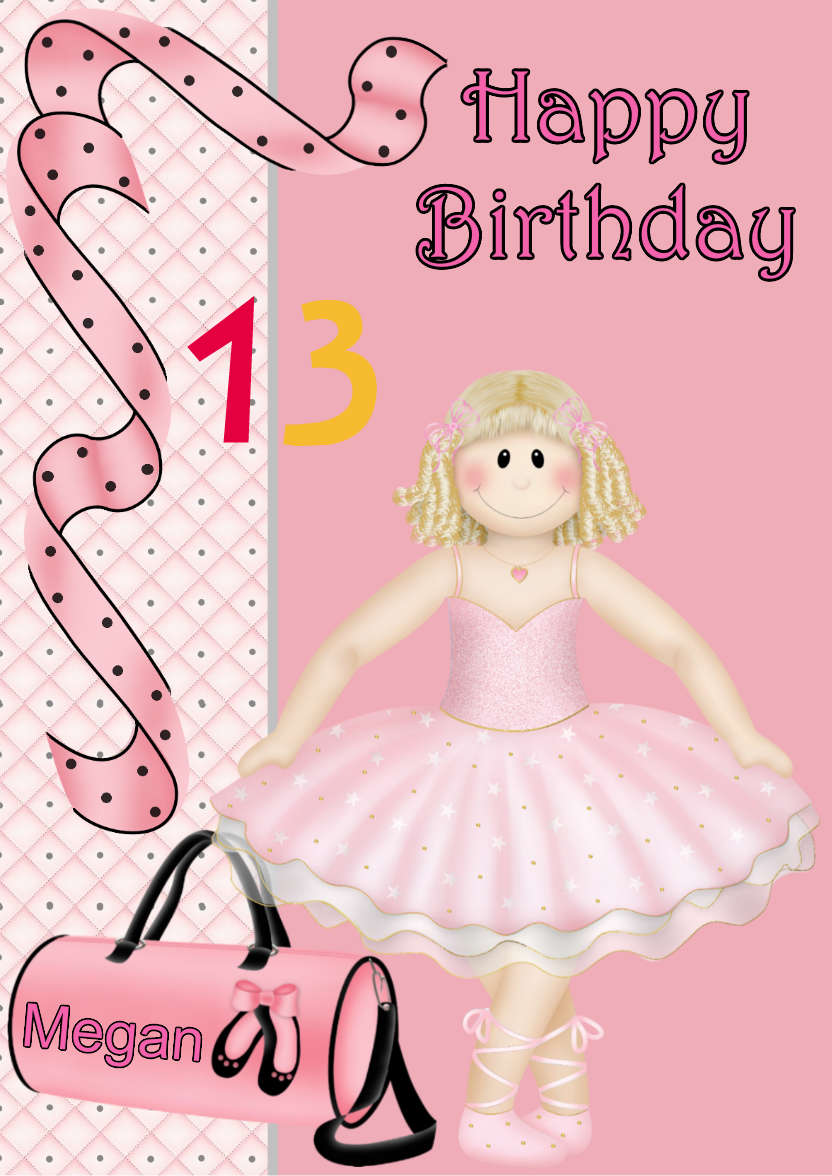 Ballet Birthday Blonde Card Front - card made with Crafty Bob's Card Creator