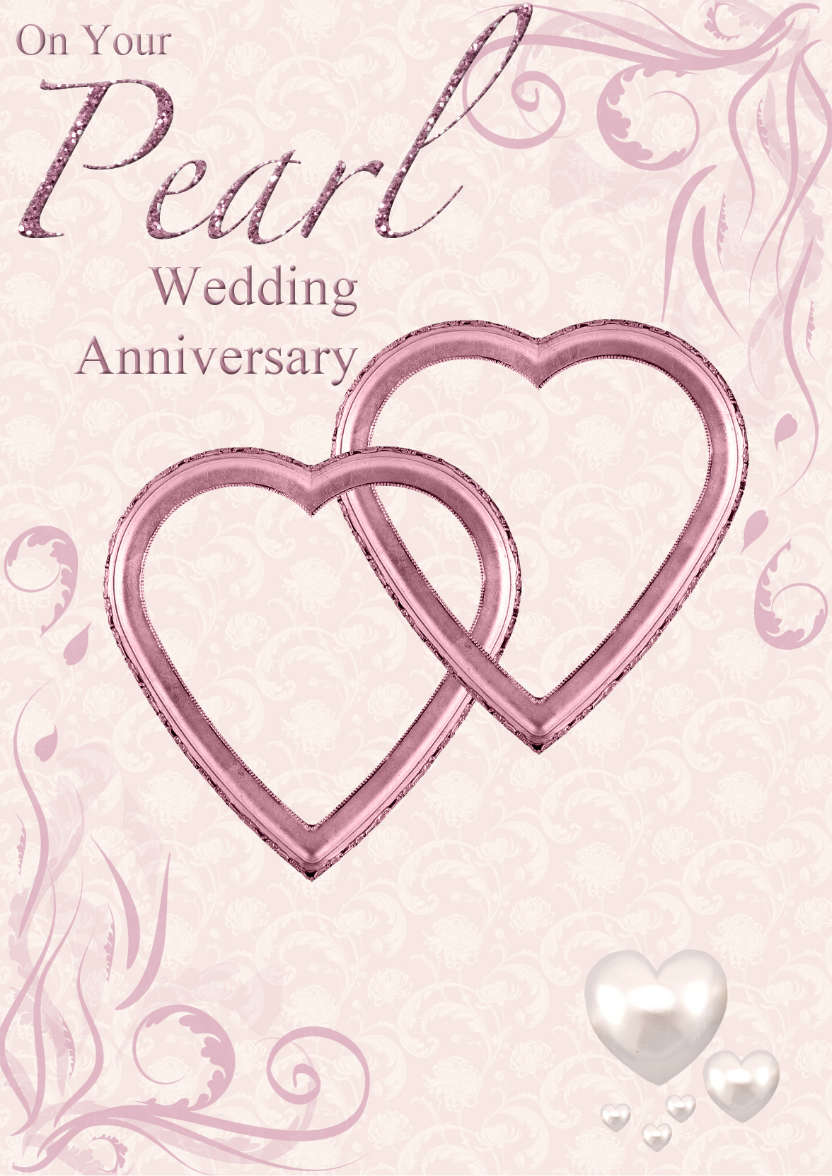 Pearl Wedding Anniversary Hearts Entwined Card - card made with Crafty Bob's Card Creator