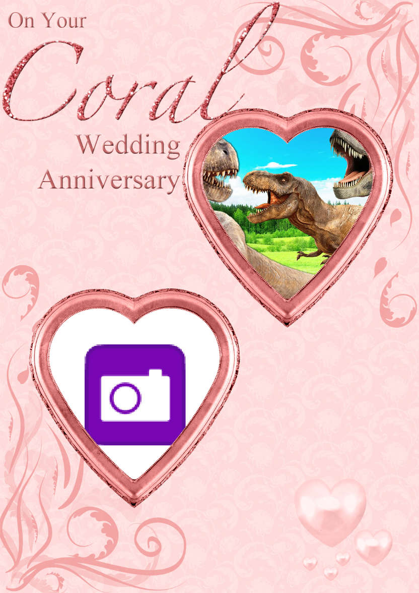 Coral Wedding Anniversary Hearts Photo Card - card made with Crafty Bob's Card Creator