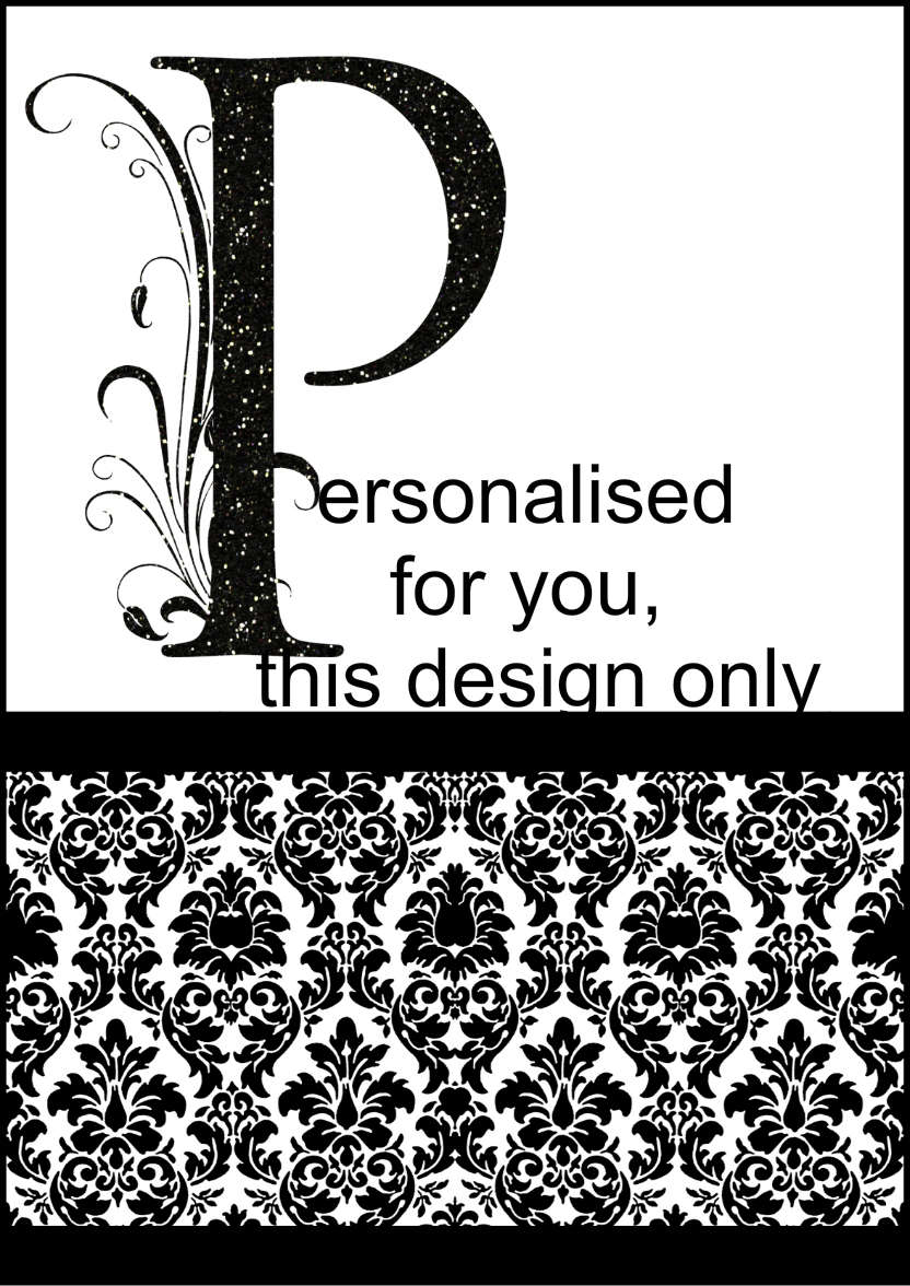 Damask Monogram Letter P Card - card made with Crafty Bob's Card Creator