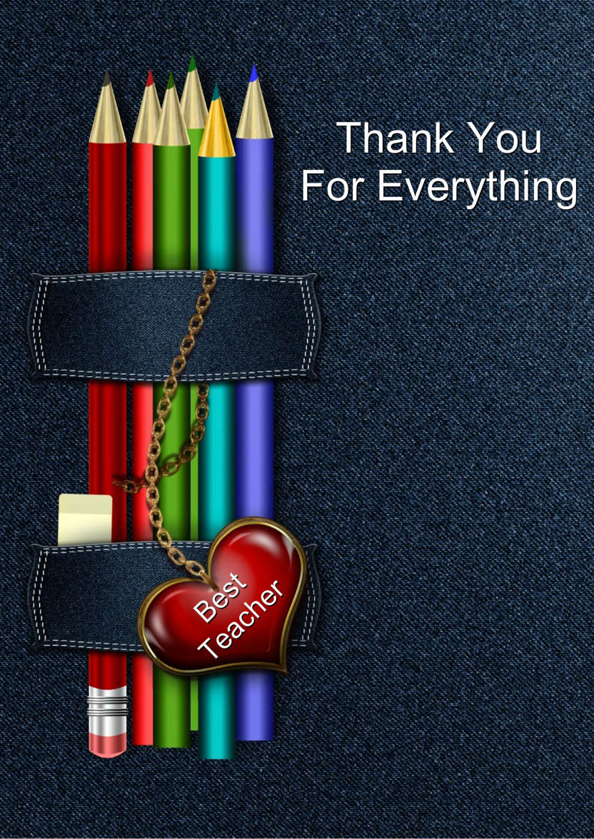 Jeans and Pencils Thank You Teacher Card - card made with Crafty Bob's Card Creator