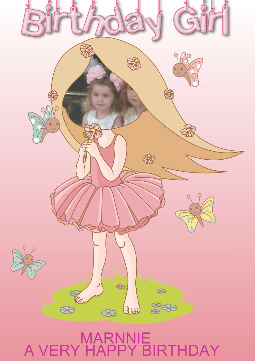 The Birthday Girl & Her Friends - card made with Crafty Bob's Card Creator