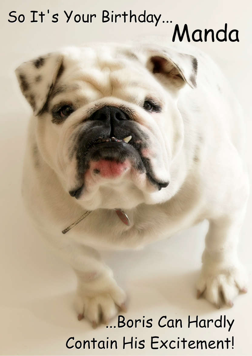 Excited Bulldog Card Front - card made with Crafty Bob's Card Creator