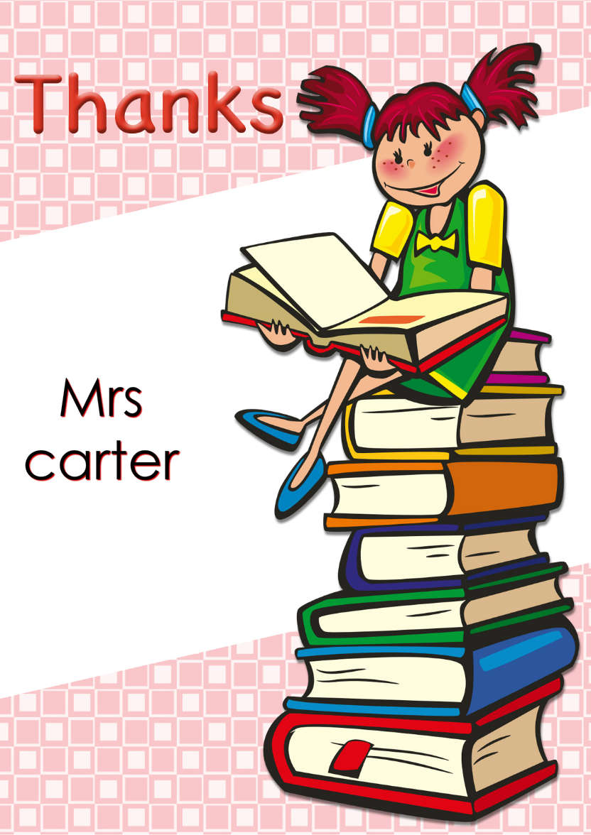 Girl with Books Thank You Teacher Card - card made with Crafty Bob's Card Creator