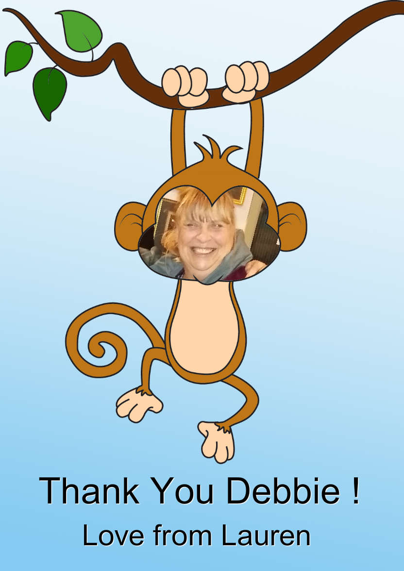 Little Monkey Aperture Card - card made with Crafty Bob's Card Creator