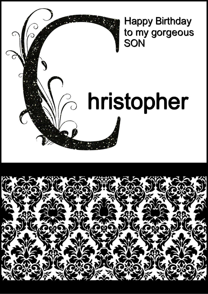 Damask Monogram Letter C Card - card made with Crafty Bob's Card Creator