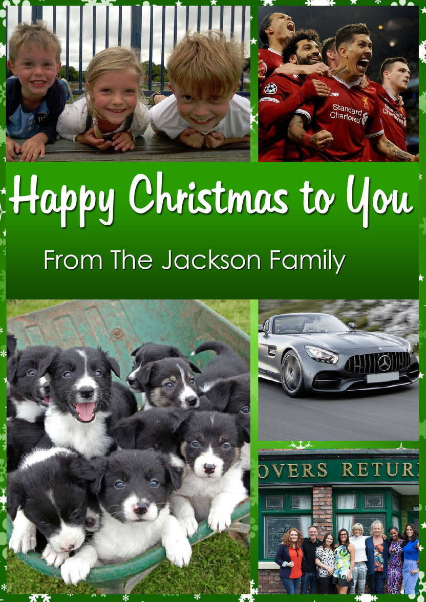 Green Multi Photo Christmas Card - card made with Crafty Bob's Card Creator