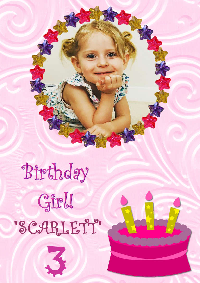 Star Frame Birthday Girl - card made with Crafty Bob's Card Creator