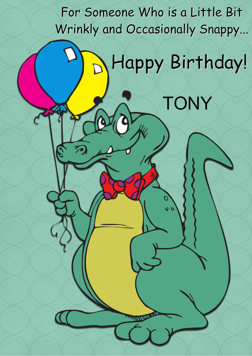 Crocodile Birthday - card made with Crafty Bob's Card Creator