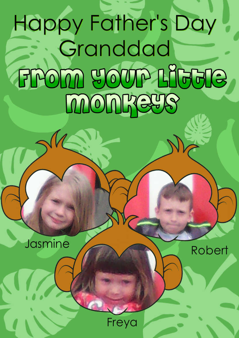 Three Little Monkeys Photo Card - card made with Crafty Bob's Card Creator