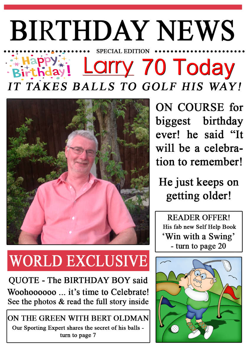Golfing News Birthday Photo Upload Card - card made with Crafty Bob's Card Creator