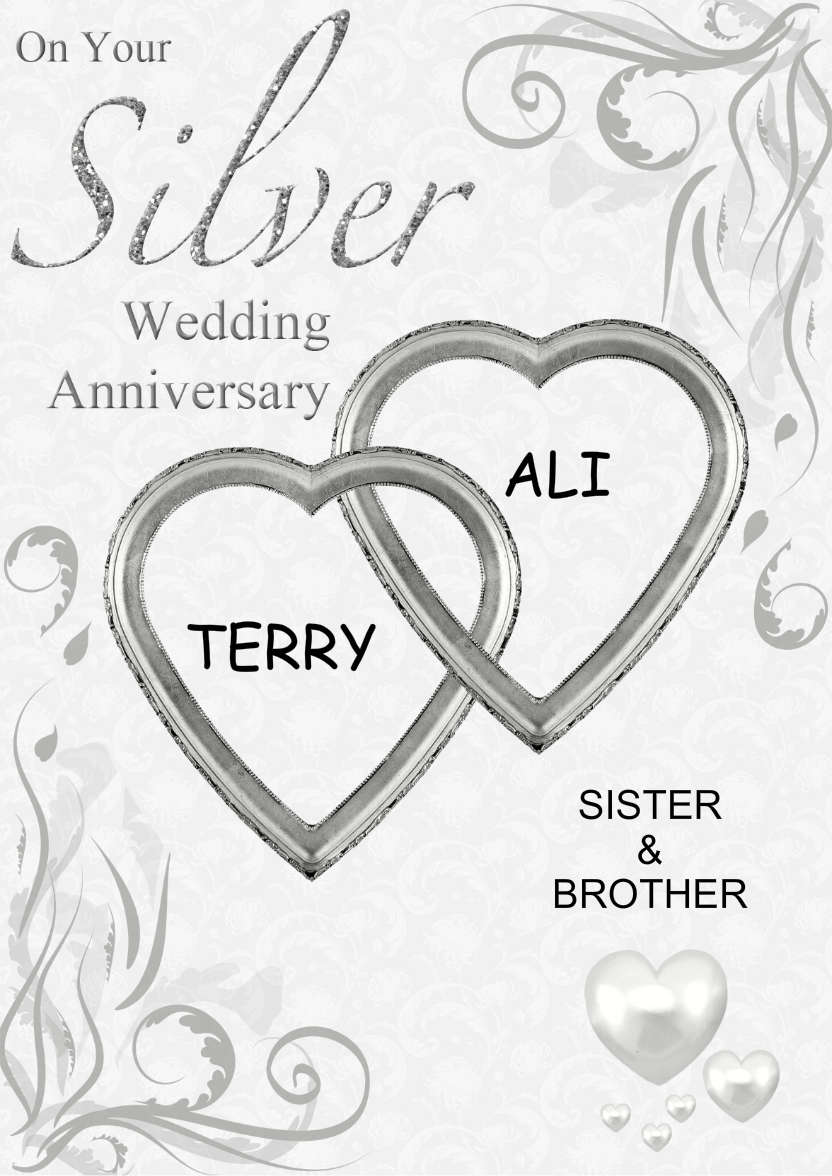 Silver Wedding Anniversary Hearts Entwined Card - card made with Crafty Bob's Card Creator