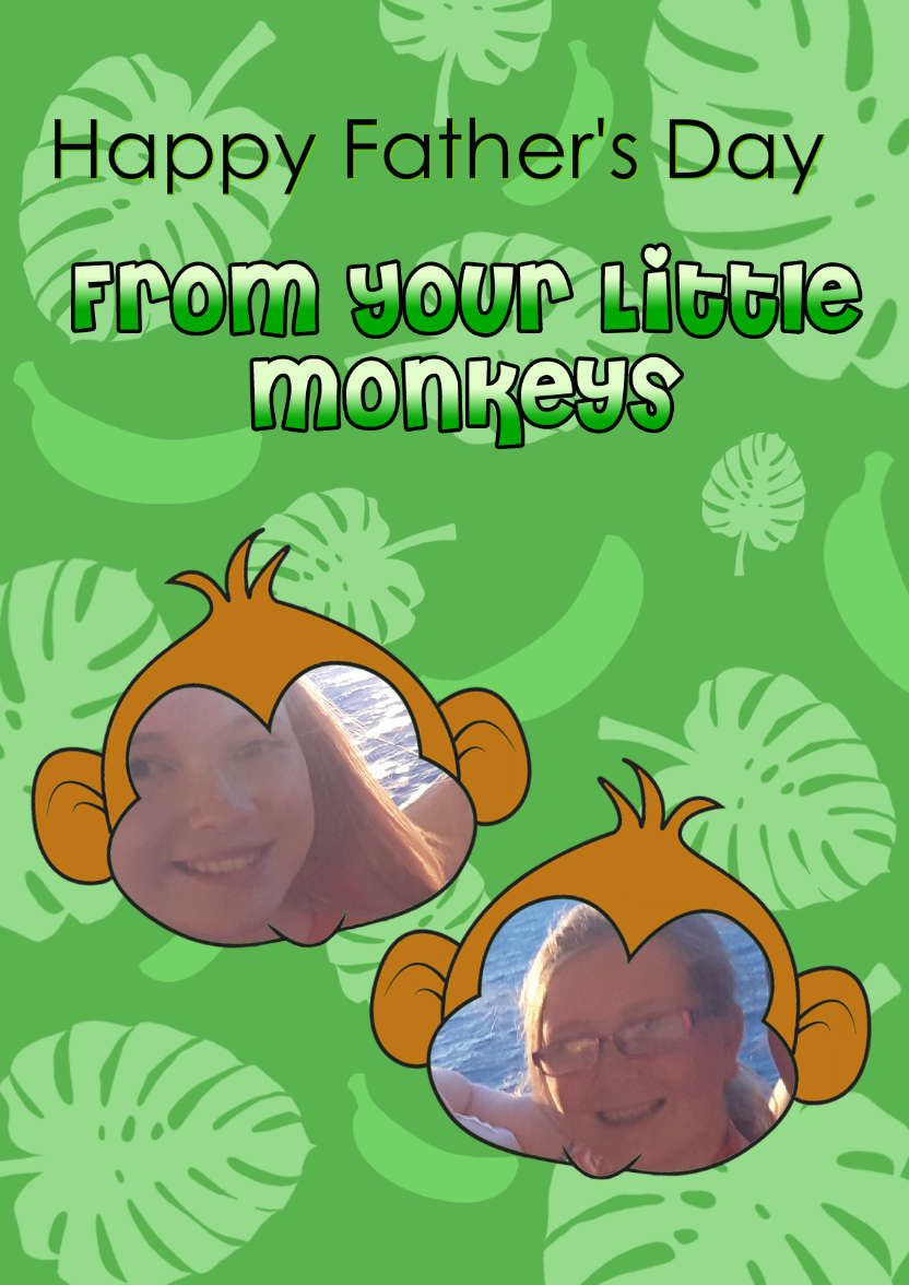 Two Little Monkeys Photo Card - card made with Crafty Bob's Card Creator
