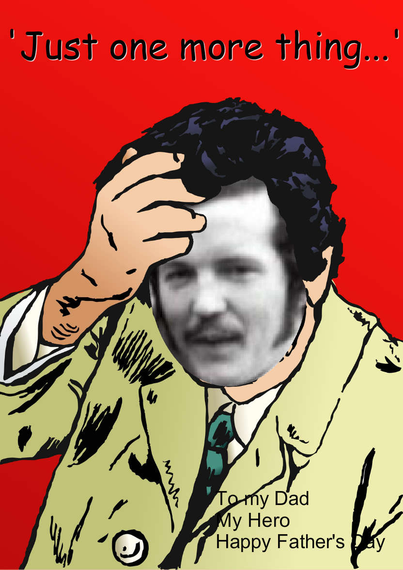 Columbo Spoof Aperture Card - card made with Crafty Bob's Card Creator