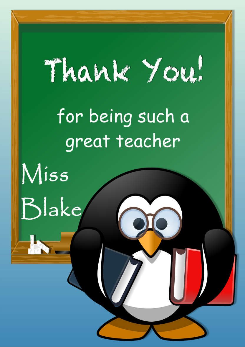 Penguin Teacher - card made with Crafty Bob's Card Creator