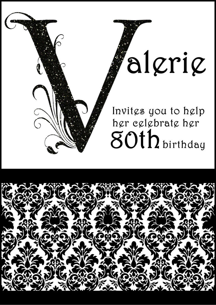 Damask Monogram Letter V Card - card made with Crafty Bob's Card Creator