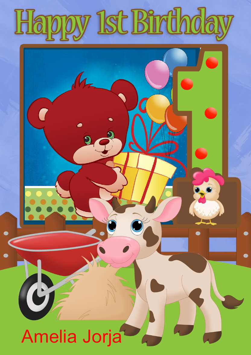 Cow Farm Your Photo Here Greeting Card - card made with Crafty Bob's Card Creator