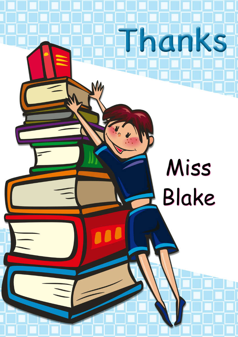 Boy with Books Thank You Teacher Card - card made with Crafty Bob's Card Creator
