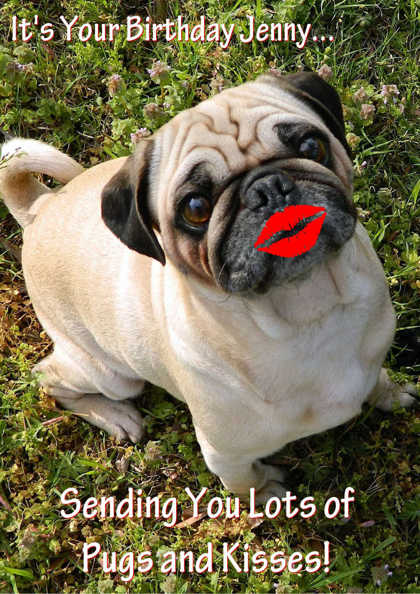 Pugs and Kisses Cute Card Front - card made with Crafty Bob's Card Creator