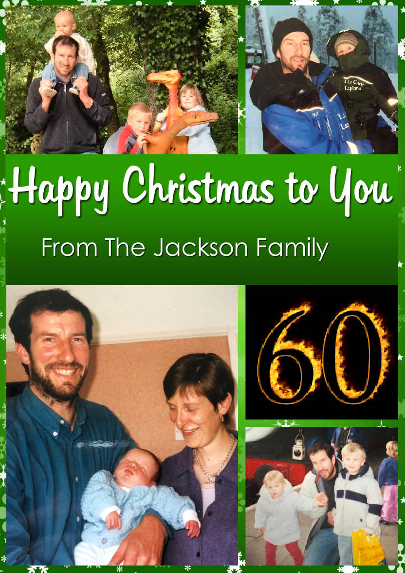 Green Multi Photo Christmas Card - card made with Crafty Bob's Card Creator