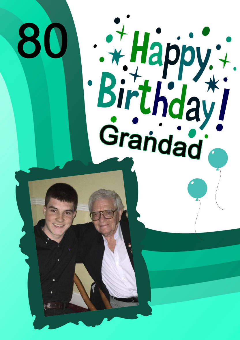 Green Birthday Wave Aperture Card Front - card made with Crafty Bob's Card Creator