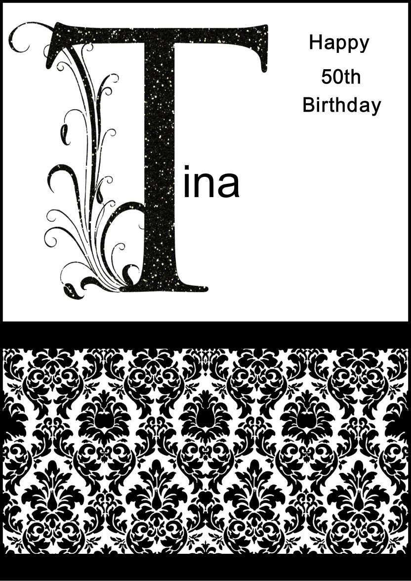 Damask Monogram Letter T Card - card made with Crafty Bob's Card Creator