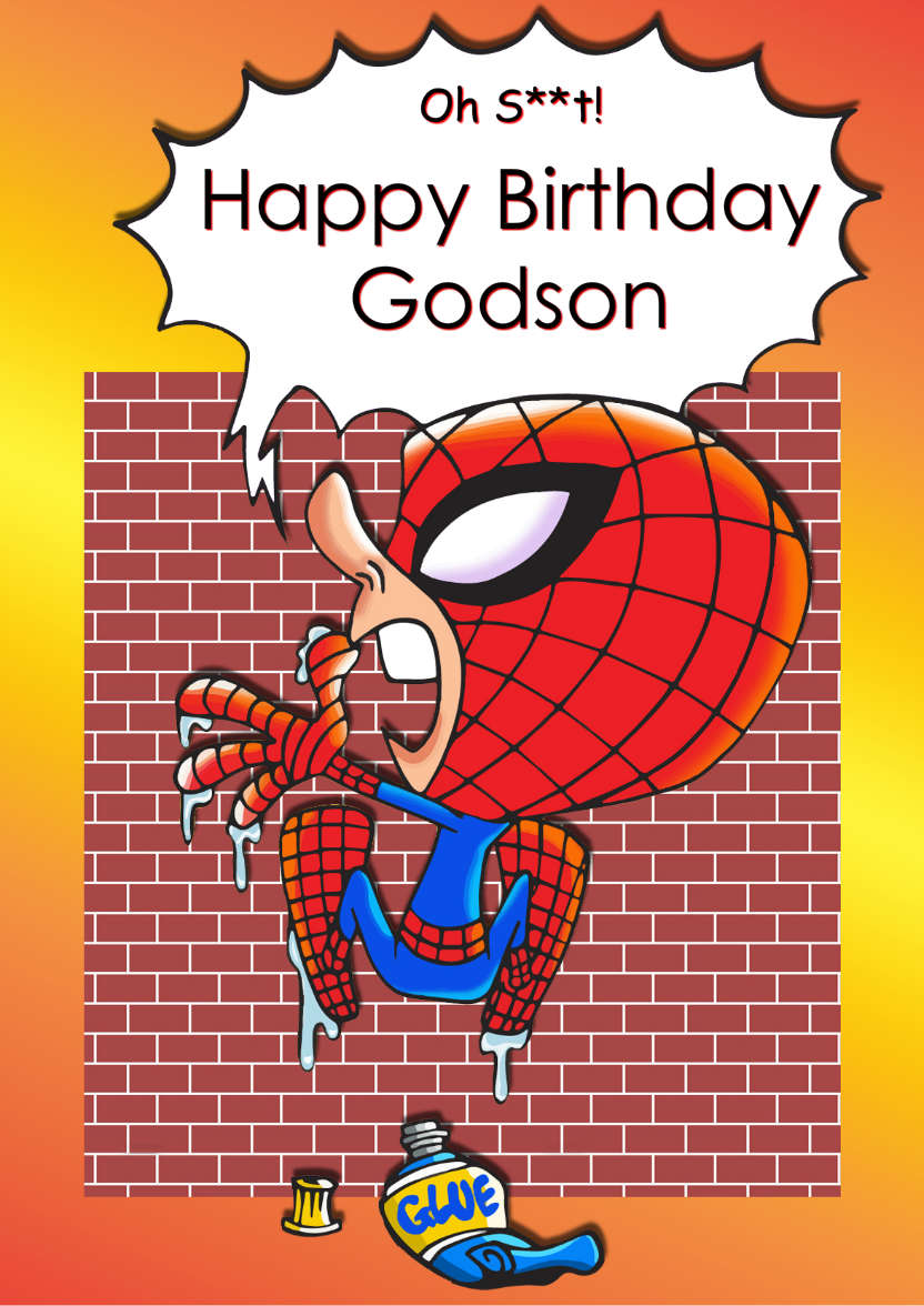 Spoof Spiderman Humorous Card - card made with Crafty Bob's Card Creator