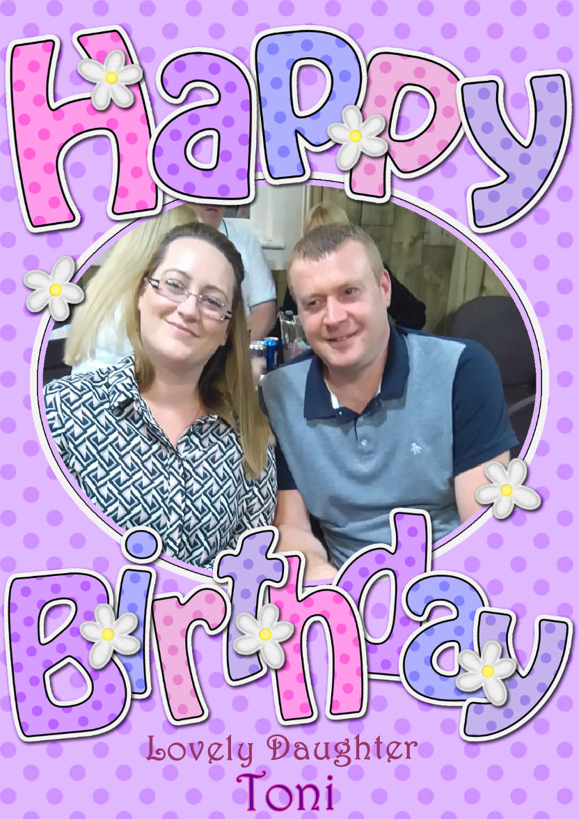 Birthday Dots & Flowers Photo Upload Card - card made with Crafty Bob's Card Creator