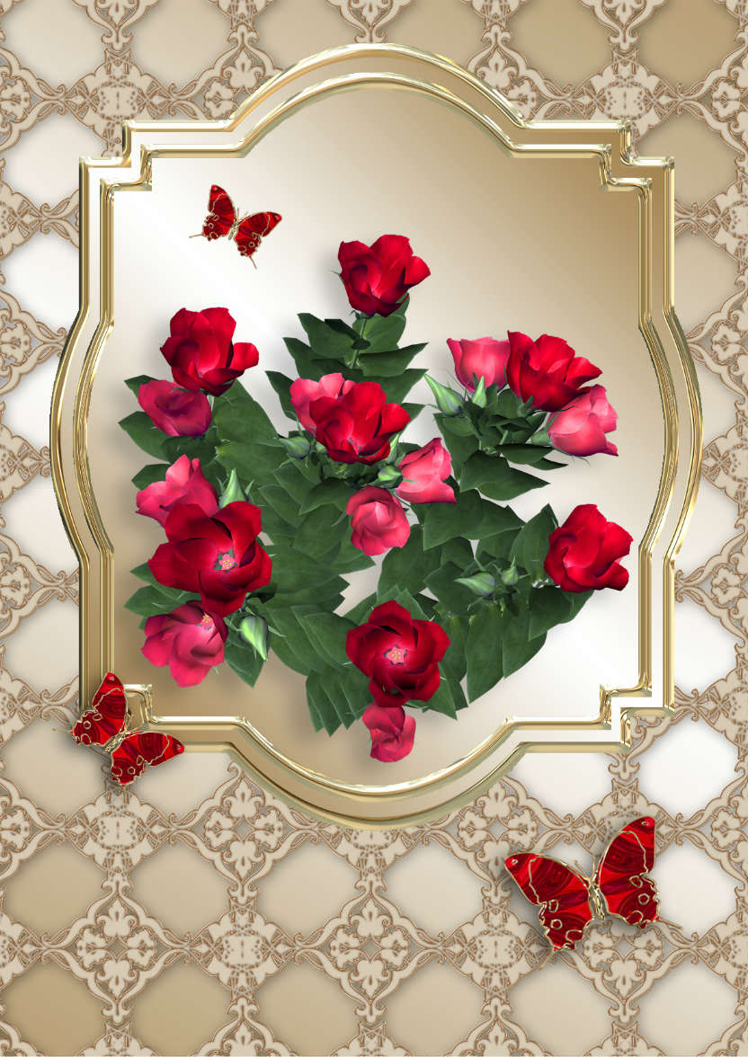 Red Flowers on Gold - card made with Crafty Bob's Card Creator